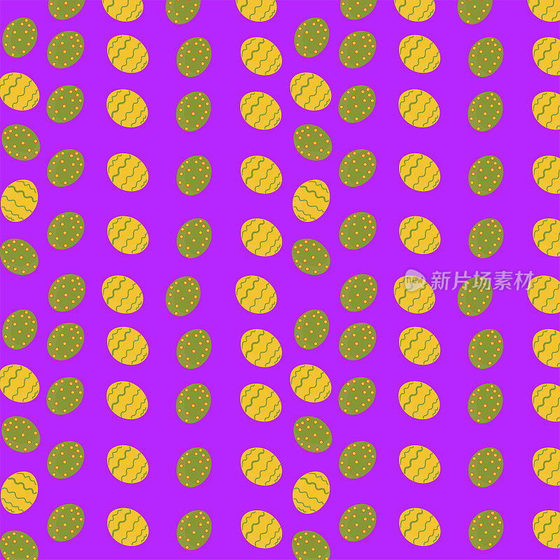 Easter vector seamless pattern. Easter eggs on a purple background.